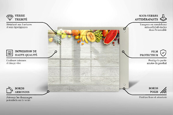 Glas Ceranfeldabdeckung Früchte auf Brettern