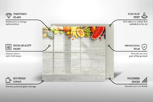 Glas Ceranfeldabdeckung Früchte auf Brettern