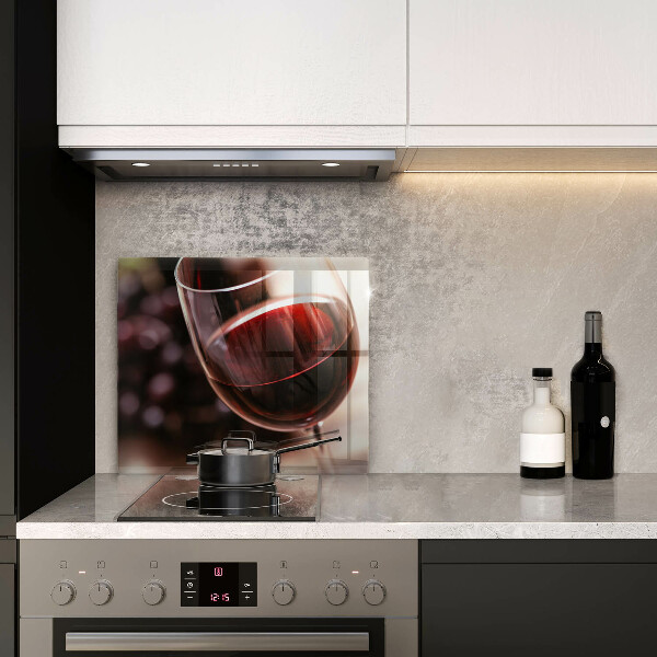 Glas Ceranfeldabdeckung Ein Glas Rotwein