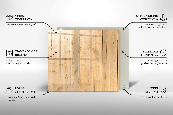 Glas Ceranfeldabdeckung Zarte Holzbretter