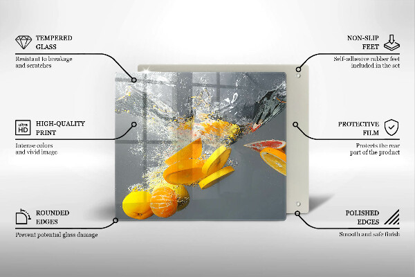 Glas Ceranfeldabdeckung Zitronen im Wasser