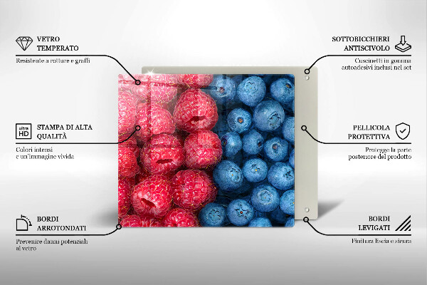 Glas Ceranfeldabdeckung Himbeer- und Blaubeerfrüchte