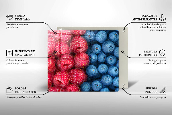 Glas Ceranfeldabdeckung Himbeer- und Blaubeerfrüchte