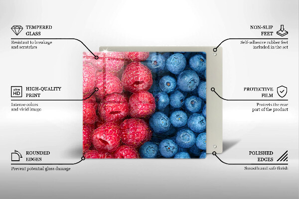 Glas Ceranfeldabdeckung Himbeer- und Blaubeerfrüchte