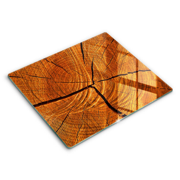 Glas Herdabdeckplatte Holzstammstruktur