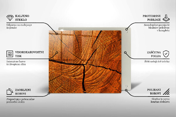 Glas Herdabdeckplatte Holzstammstruktur