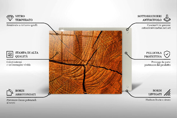 Glas Herdabdeckplatte Holzstammstruktur