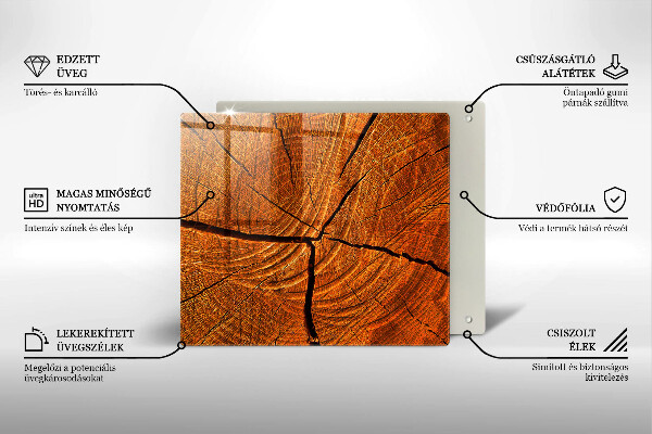 Glas Herdabdeckplatte Holzstammstruktur