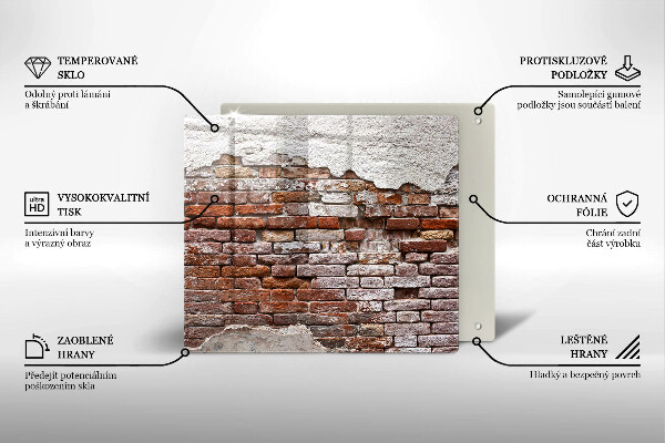 Glas Herdabdeckplatte Alte Ziegel- und Betonmauer