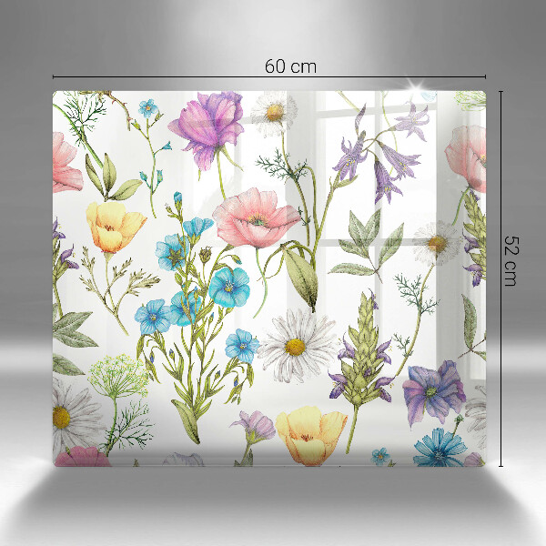 Glas Herdabdeckplatte Blumenillustration