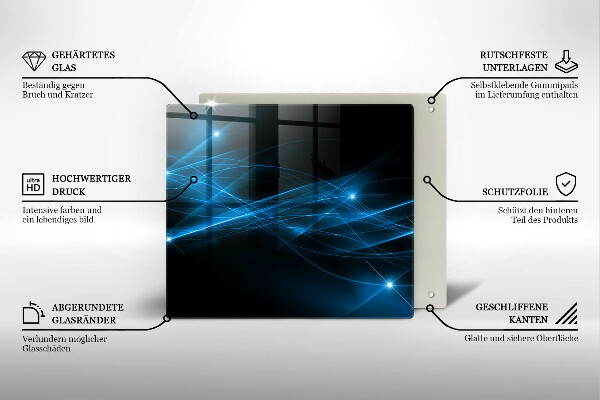 Glas Herdabdeckplatte Abstrakter blauer Rauch