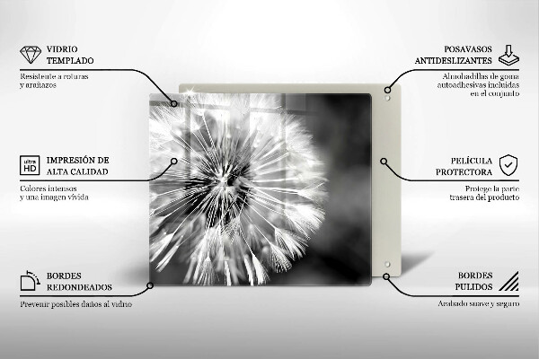 Glas Herdabdeckplatte Ein zarter Löwenzahn