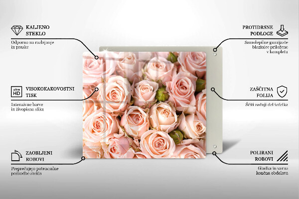 Glas Herdabdeckplatte Strauß zarter Rosen