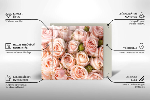 Glas Herdabdeckplatte Strauß zarter Rosen