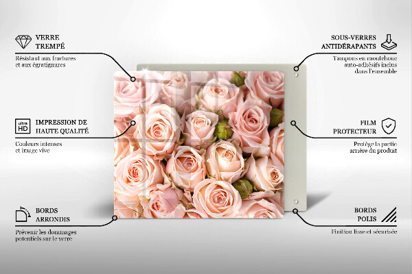 Glas Herdabdeckplatte Strauß zarter Rosen