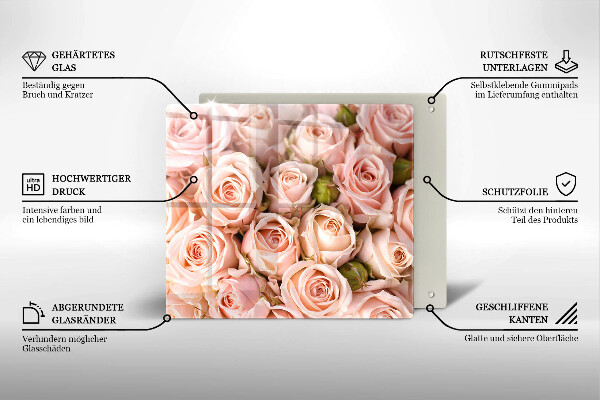 Glas Herdabdeckplatte Strauß zarter Rosen