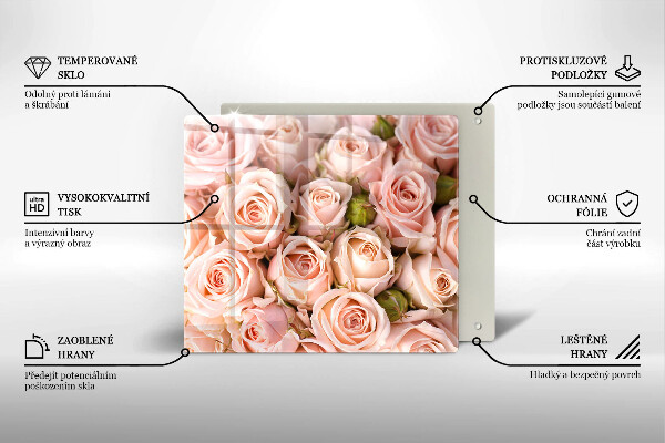 Glas Herdabdeckplatte Strauß zarter Rosen