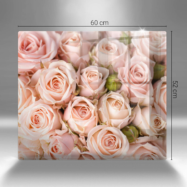 Glas Herdabdeckplatte Strauß zarter Rosen