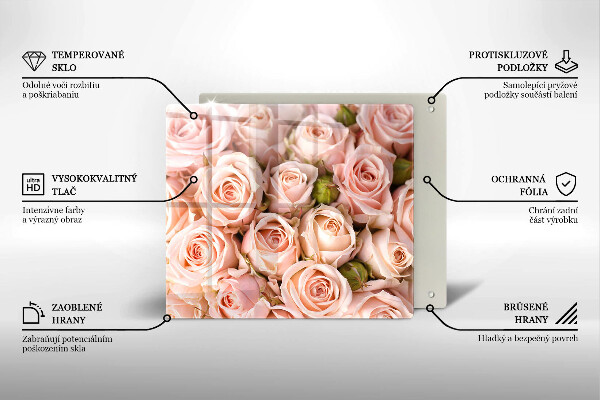 Glas Herdabdeckplatte Strauß zarter Rosen