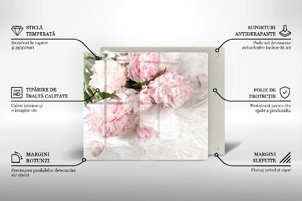 Glas Herdabdeckplatte Zarte Rosenblüten