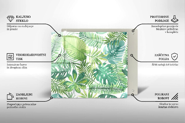 Glas Herdabdeckplatte Aquarell-Boho-Blätter