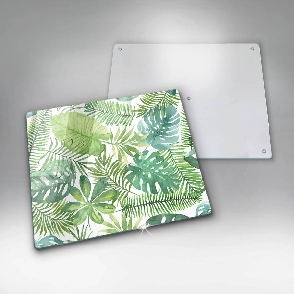 Glas Herdabdeckplatte Aquarell-Boho-Blätter