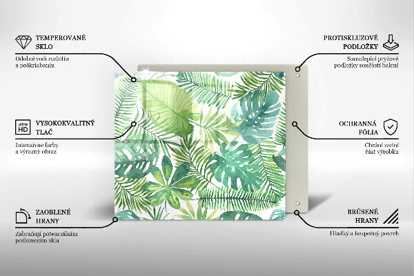 Glas Herdabdeckplatte Aquarell-Boho-Blätter