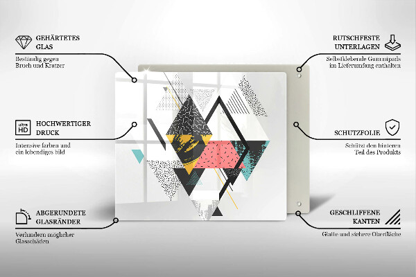 Glas Herdabdeckplatte Abstrakte Dreiecke