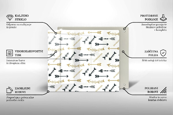 Glas Herdabdeckplatte Boho-Pfeilmuster