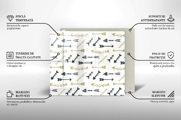 Glas Herdabdeckplatte Boho-Pfeilmuster