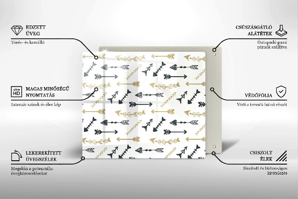 Glas Herdabdeckplatte Boho-Pfeilmuster