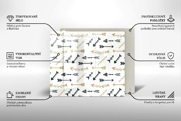 Glas Herdabdeckplatte Boho-Pfeilmuster
