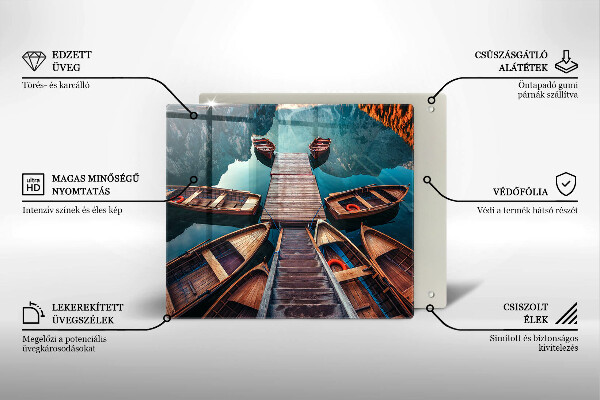 Glas Herdabdeckplatte Boote auf dem See