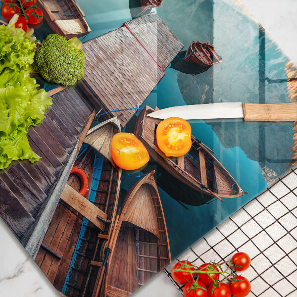 Glas Herdabdeckplatte Boote auf dem See