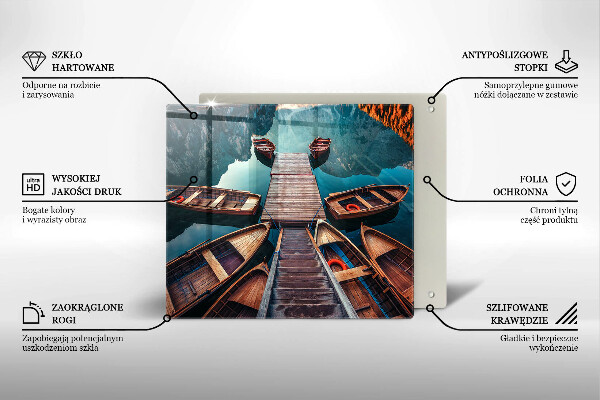 Glas Herdabdeckplatte Boote auf dem See