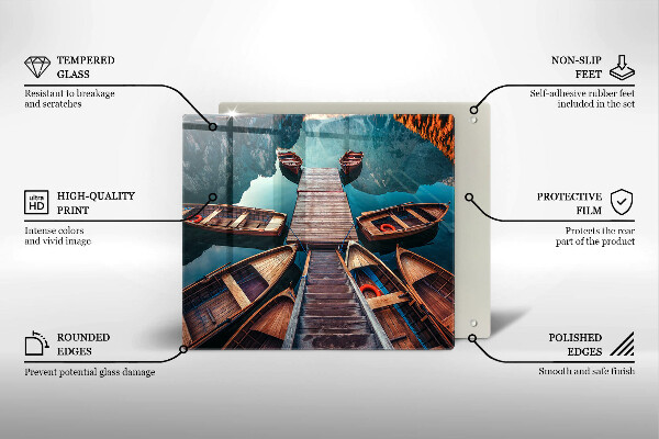 Glas Herdabdeckplatte Boote auf dem See