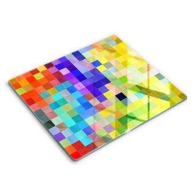 Glas Herdabdeckplatte Bunte Pixelquadrate