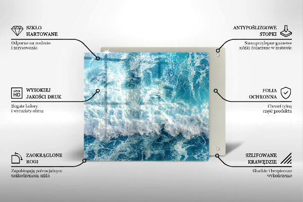 Glas Herdabdeckplatte Meerwasserwellen
