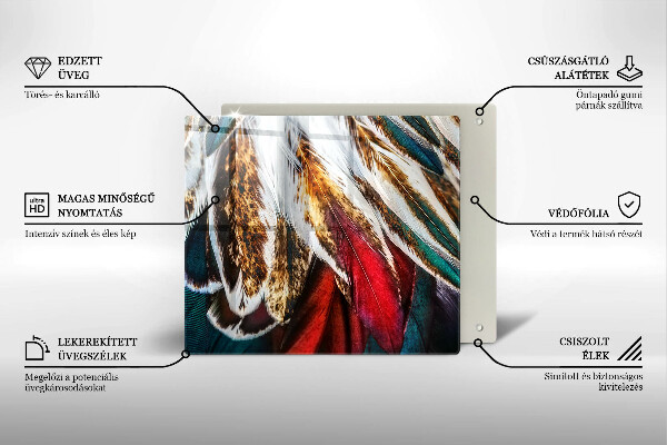 Glas Herdabdeckplatte Boho-Vogelfedern