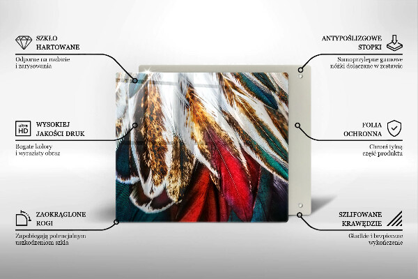 Glas Herdabdeckplatte Boho-Vogelfedern