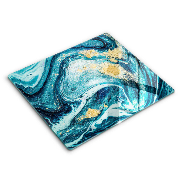 Glas Ceranfeldabdeckung Blaugoldene Abstraktion