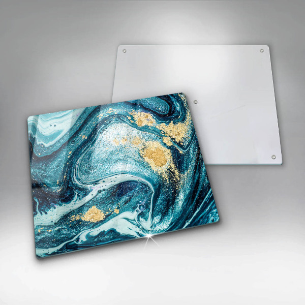 Glas Ceranfeldabdeckung Blaugoldene Abstraktion