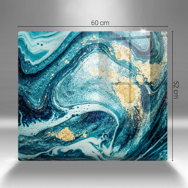 Glas Ceranfeldabdeckung Blaugoldene Abstraktion
