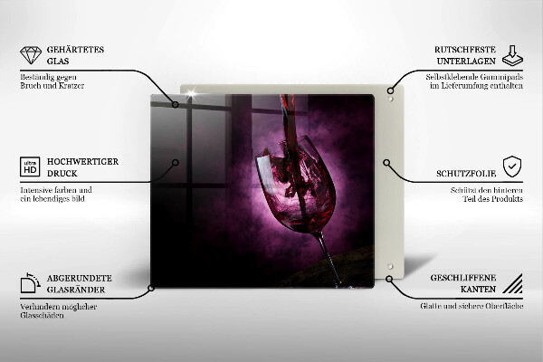 Glas Herdabdeckplatte Ein Glas Wein