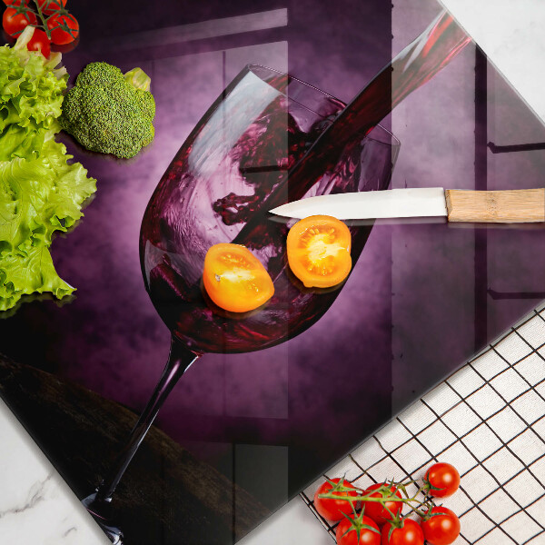 Glas Herdabdeckplatte Ein Glas Wein
