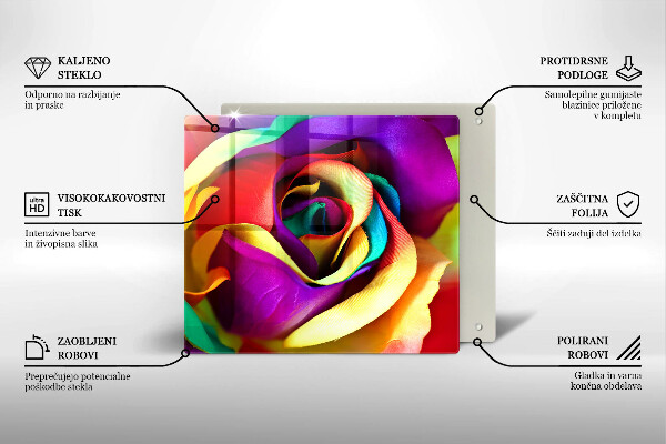 Glas Herdabdeckplatte Bunte Rosenblätter