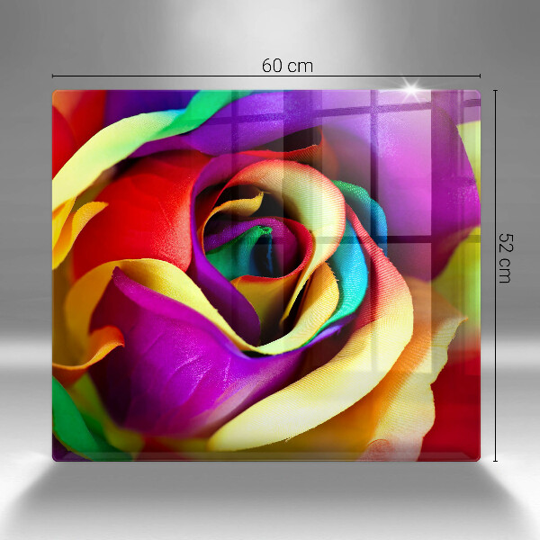 Glas Herdabdeckplatte Bunte Rosenblätter