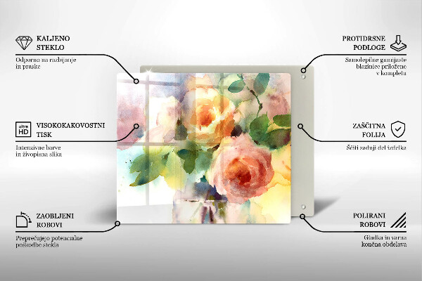 Glas Ceranfeldabdeckung Bemalte Blumen