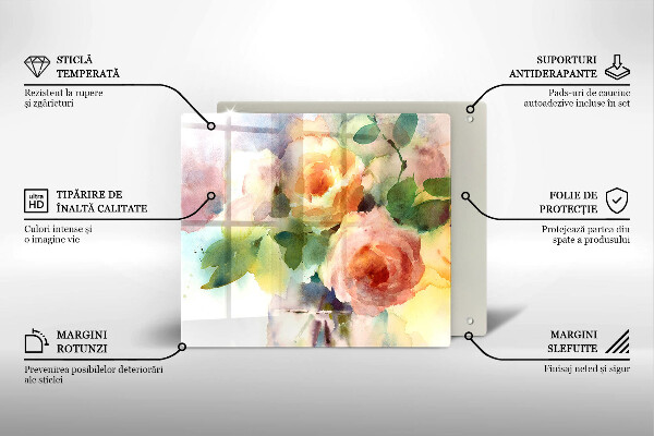 Glas Ceranfeldabdeckung Bemalte Blumen