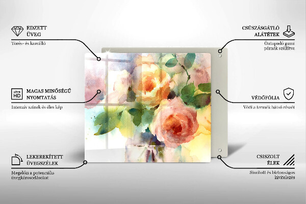 Glas Ceranfeldabdeckung Bemalte Blumen